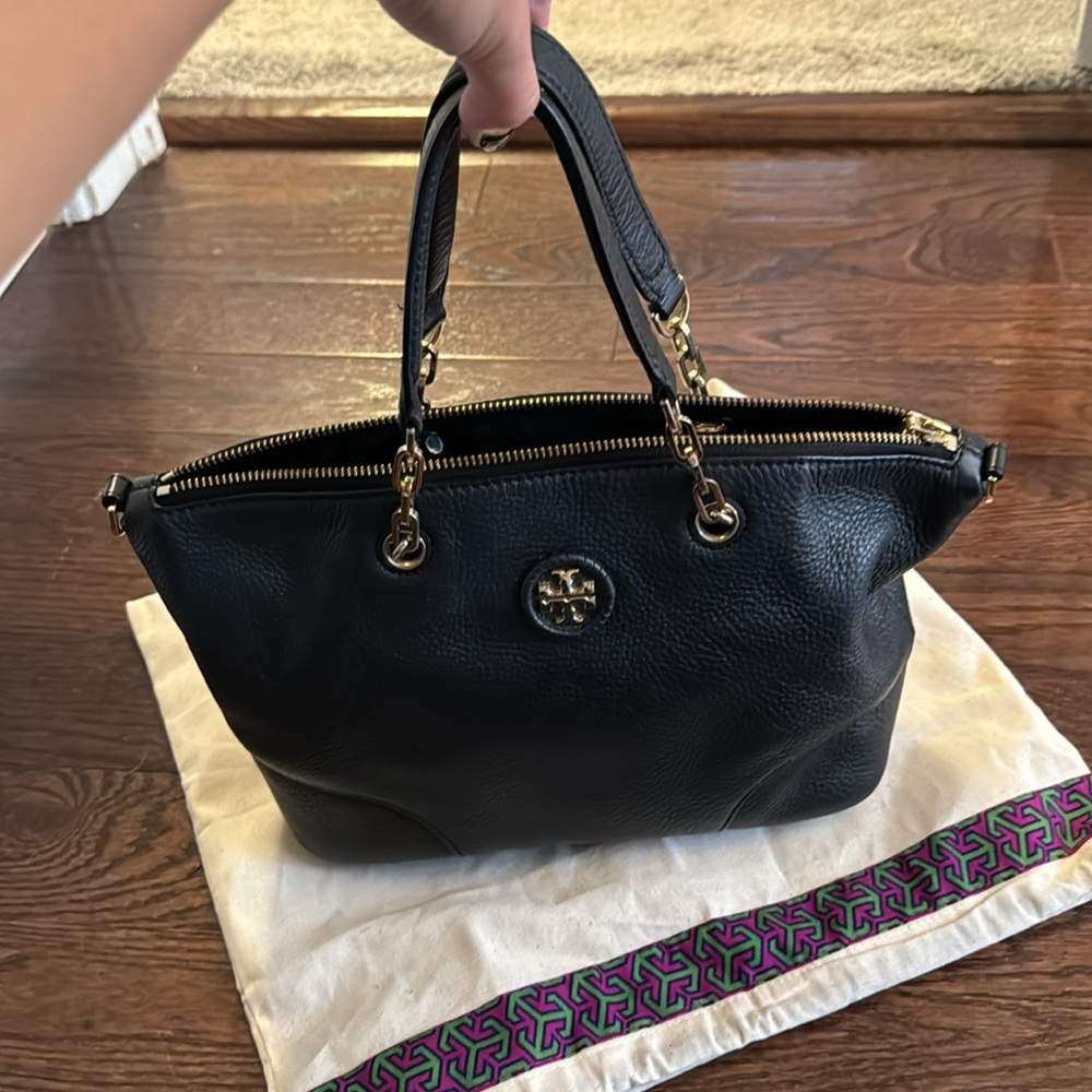 Whipstitch logo small slouchy satchel Tory Burch Bag with gold hardware